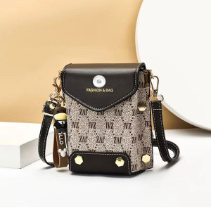 Stereotype mobile phone bag new bag women's simple and generous shoulder bag diagonal bag fit 18mm snap button jewelry