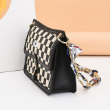 Vintage armpit bag checkerboard large capacity single shoulder messenger bag fit 18mm snap button jewelry