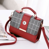 Fashion Checked Shoulder Bag Trendy Small Square Crossbody Bag fit 18mm snap button jewelry