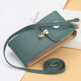 Mobile phone bag women's all-match large-capacity zipper messenger women's bag with leather lock wallet fit 18mm snap button jewelry