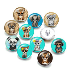 20MM animals Print glass snaps buttons