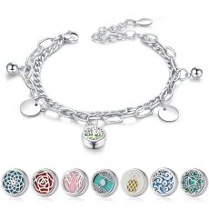 12mm Tree of Life Hollow Stainless Steel Aromatherapy Double Bracelet Mini Steel Color Adjustable Size Perfume Box Bracelet