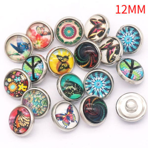 10pcs set of mixed Color randomised 12MM glass snap buttons