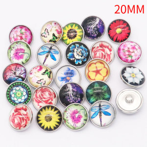 10pcs set of mixed Color randomised 20MM glass snap buttons