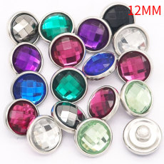 10pcs set of mixed Color randomised 12MM Faceted crystal snap buttons