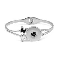 Butterfly love Stainless Steel rhinestones Bracelet fit 18mm snap button jewelry