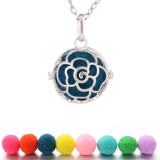 Pentagram aromatherapy essential oil diffusion prenatal education necklace can be opened circular hollow rose pendant (with a random color felt ball) Necklace 65CM Chain