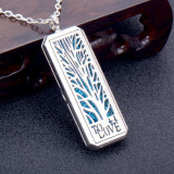 Openwork Square Essential Oil Necklace Aromatherapy Open Magnetic Silver Stainless Steel Pendant Necklace