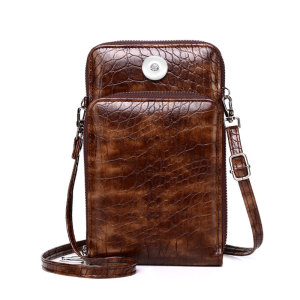 Crocodile pattern zipper bag Men's messenger bag Trendy messenger bag Shoulder tool bag fit 18mm snap button jewelry