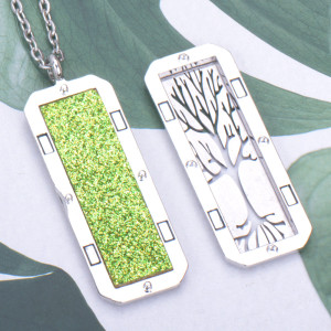 Openwork Square Essential Oil Necklace Aromatherapy Open Magnetic Silver Stainless Steel Pendant Necklace