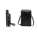 Crocodile pattern zipper bag Men's messenger bag Trendy messenger bag Shoulder tool bag fit 18mm snap button jewelry