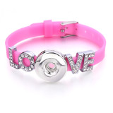 love Silicone rhinestones Bracelets fit 20mm snaps  jewelry