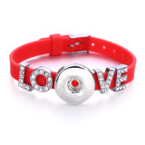 love Silicone rhinestones Bracelets fit 20mm snaps  jewelry