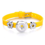 flowers Silicone rhinestones Bracelets fit 20mm snaps  jewelry