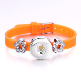 flowers Silicone rhinestones Bracelets fit 20mm snaps  jewelry