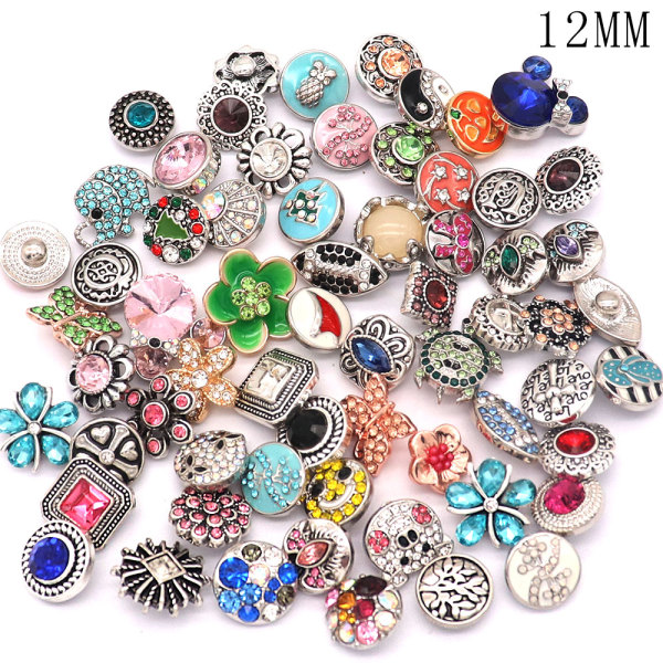 20pcs set of mixed Color randomised 12MM High quality alloy rhinestones snap buttons