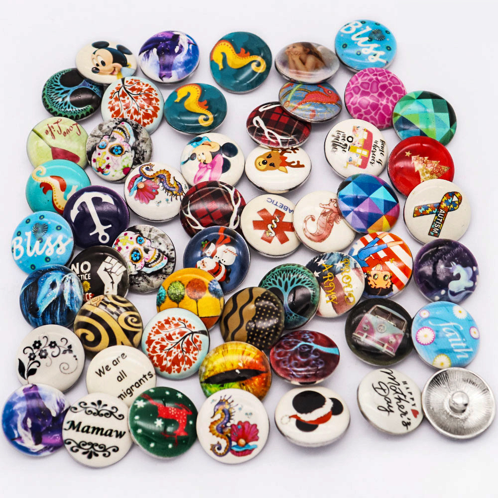 20pcs set of mixed Color randomised 20MM enamel metal snaps button