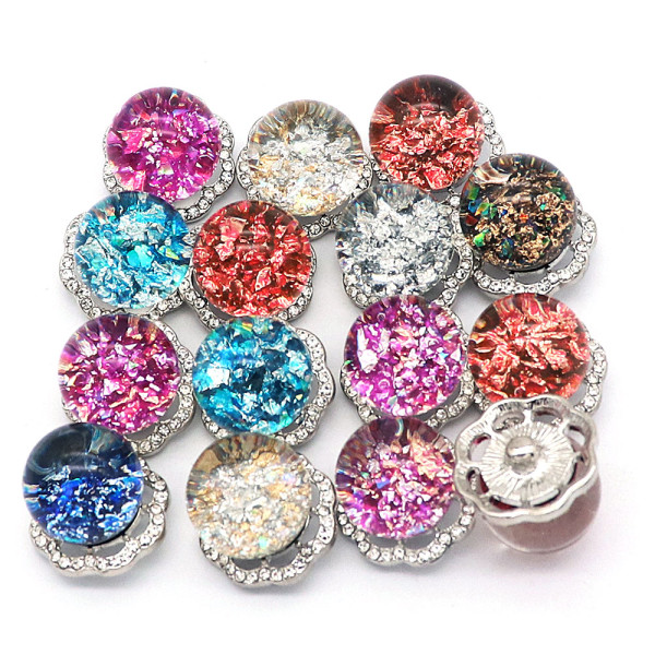 20pcs set of mixed Color randomised 20MM Three-dimensional glass alloy rhinestones snap buttons