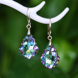 S925 Silver Needle Austrian Crystal Earrings Colorful Baroque Leaf Fashion Earring Jewelry