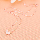 Three-dimensional love heart zircon rose gold plated stainless steel necklace Valentine's Day for girlfriend
