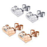 Stainless Steel love  Heart Stud Earrings