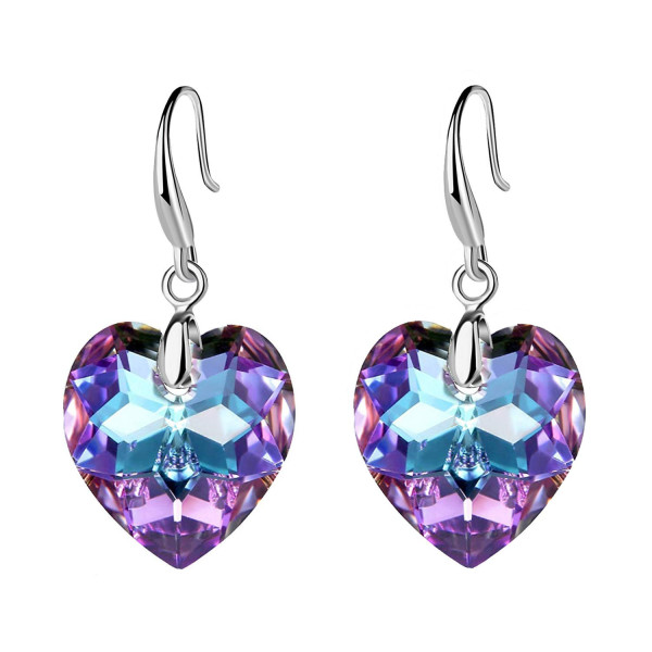 Ocean Star Heart Pendant Earrings Colorful Peach love Heart Crystal Diamond Earrings