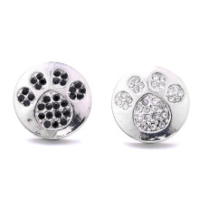 20MM paw print  design Rhinestone  Metal snap buttons