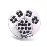20MM paw print  design Rhinestone  Metal snap buttons
