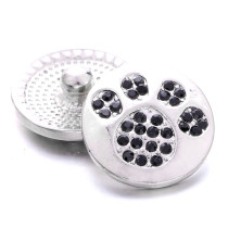 20MM paw print  design Rhinestone  Metal snap buttons