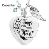your wings were ready but my heart was not stainless steel perfume bottle birthday necklace