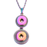 18styles  cross Butterfly Moon Christmas Tree  Necklace 80CM chain Colorful  metal  fit 20MM chunks snap button jewelry