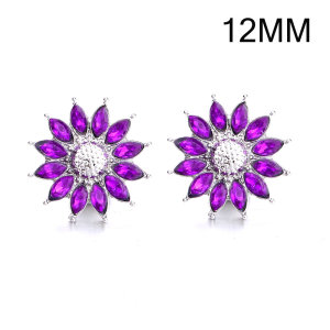 7 styles 12MM Flowers design Rhinestone  Metal snap buttons