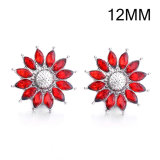 7 styles 12MM Flowers design Rhinestone  Metal snap buttons