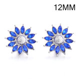 7 styles 12MM Flowers design Rhinestone  Metal snap buttons