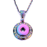 18styles  cross Butterfly Moon Christmas Tree  Necklace 80CM chain Colorful  metal  fit 20MM chunks snap button jewelry