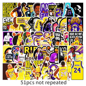 51pcs NBA star Kobe graffiti stickers decorative suitcase notebook waterproof detachable stickers