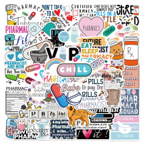 50pcs Cartoon Pharmacist graffiti stickers decorative suitcase notebook waterproof detachable stickers