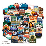 50pcs National Park Landscape Outdoor Camping stickers decorative suitcase notebook waterproof detachable stickers