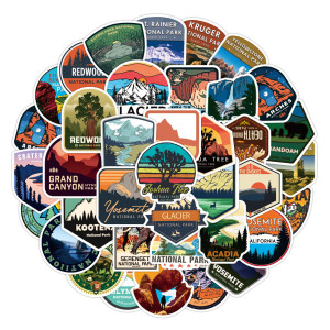 50pcs National Park Landscape Outdoor Camping stickers decorative suitcase notebook waterproof detachable stickers