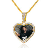 50pcs/lot necklace movable head peach heart love pendant pendant internal diameter 30mm diamond-encrusted time gem bottom bracket