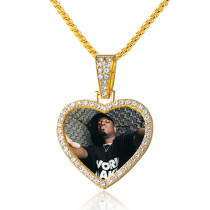 50pcs/lot necklace movable head peach heart love pendant pendant 30mm diamond-encrusted time gem bottom bracket