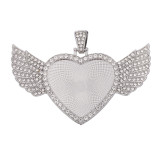 50pcs/lot internal diameter 30mm peach love heart angel wings time gem bottom support movable head diamond necklace pendant pendant