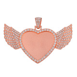 50pcs/lot internal diameter 30mm peach love heart angel wings time gem bottom support movable head diamond necklace pendant pendant