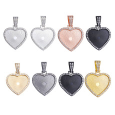 50pcs/lot necklace movable head peach heart love pendant pendant internal diameter 30mm diamond-encrusted time gem bottom bracket