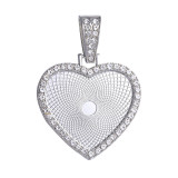 50pcs/lot necklace movable head peach heart love pendant pendant internal diameter 30mm diamond-encrusted time gem bottom bracket