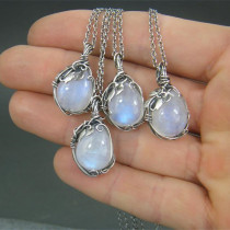 Vintage Twine Moonstone Necklace Women's Fashion Jewelry Gifts for Girls
