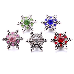 Snowflake 20MM  design Rhinestone  Metal snap buttons
