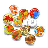 20MM maple leaves Print glass snaps buttons