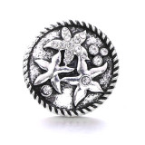 starfish 20MM  design Rhinestone  Metal snap buttons