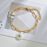 Shell Drop Shape Stainless Steel Bracelet with Eight-pointed Star